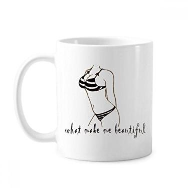 Imagem de Ilustração de beleza de biquíni caneca padrão preto cerâmica xícara de porcelana de café louça