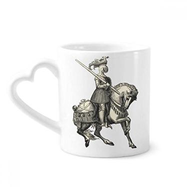 Imagem de Caneca de desenho de linha medieval Cavaleiros da Europa caneca de café cerâmica copo de coração de vidro