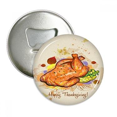 Imagem de Dia de Ação de Graças Peru Padrão Abridor de Garrafas Imã de Geladeira Emblema Multifuncional