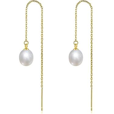 Imagem de Alevel 3-11 mm pérola real cultivada em água doce, prata esterlina 925 simples pingente e colar de brincos, presentes femininos, 7.5-8mm, Pérola Prata esterlina, Pérola