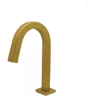 Imagem de Torneira Quadrada Baixa 1/4 Volta Dourada Abre Na Bica