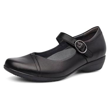 Imagem de Dansko Fawna Mary Jane para mulheres - sapatos bonitos e confortáveis com suporte de arco - Calçado versátil casual a elegante com alça de fivela - Sola de borracha leve, Napa moída preta, 6.5-7