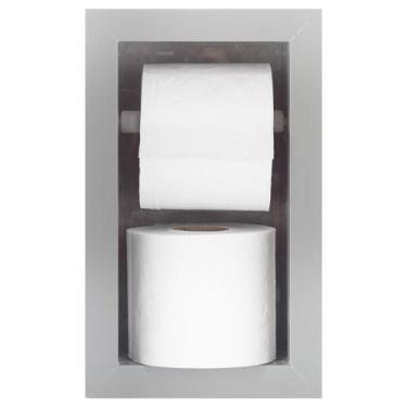 Imagem de Nicho Porta Papel Higiênico Duplo Para Banheiro Organizador Em Porcela