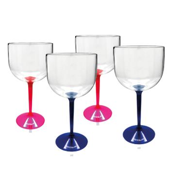 Imagem de Kit 4 Taças Gin Bicolor Rosa e Azul Acrílico Ps KrystalON