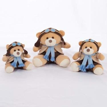 Imagem de Trio De Ursinhos Para Nichos 15 Cm 20 Cm 25 Cm Aviador Azul Bebê