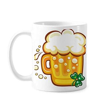 Imagem de Caneca de cerâmica para café e porcelana com cerveja amarela da Irlanda Dia de São Patrício