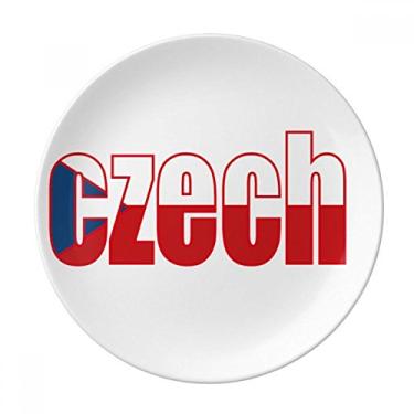 Imagem de Placa de nome da bandeira do país tcheco decorativa de porcelana salver louça de jantar