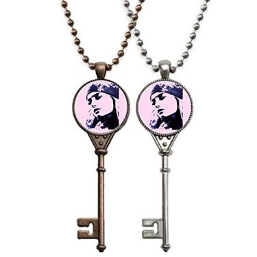 Imagem de OFFbb-USA Colar de chaves Vogue de mulher fria com requinte para decoração de casais