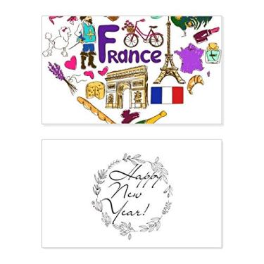 Imagem de Cartão de felicitações com a bandeira nacional de ano novo da França Love Heart Landscap