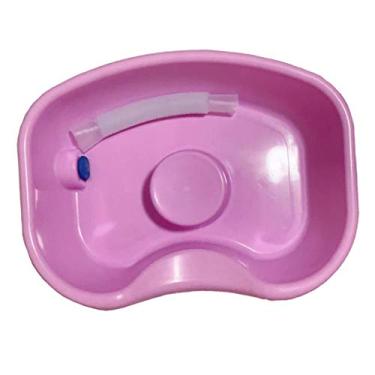 Imagem de harayaa Bandeja de lavagem de cabelo para cama de amamentação, lavatório de xampu fácil para idosos e pessoas com deficiência, reduz o cansaço nas costas, conveniente para cabeleireiro, banheira de lavagem – Mangueira rosa de 60 cm