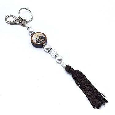 Imagem de Chaveiro São Bento Pérola Mosquetão Com Pompom