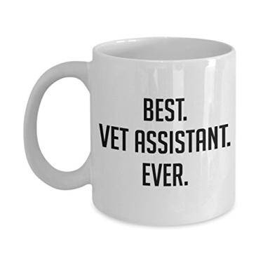 Imagem de Caneca de assistente veterinária – Melhor assistente veterinário de todos os tempos – Copo de café de cacau quente divertido – Ideia de de Natal