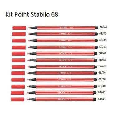 Imagem de Caneta Stabilo Pen 68 Kit C/12 Unidades  Vermelha