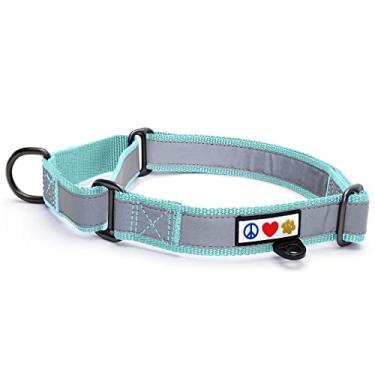 Imagem de Pawtitas Coleira personalizada para cães martingale com nome número de telefone refletivo Martingale coleira personalizada para cães grandes | Coleiras personalizadas azul-petróleo para cães grandes