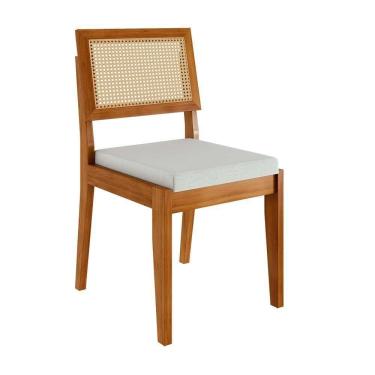 Imagem de Cadeira Nesher 2 Unidades Em Madeira Maciça Mel E Off-white