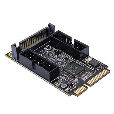 Imagem de predolo PCIe Expansion Card 4 Port Riser Card High Performance 5Gbps Mini PCIe to Dual Ports USB3.2 Front Pin Header for Windows XP Win8 2003 Win7, 4PIN