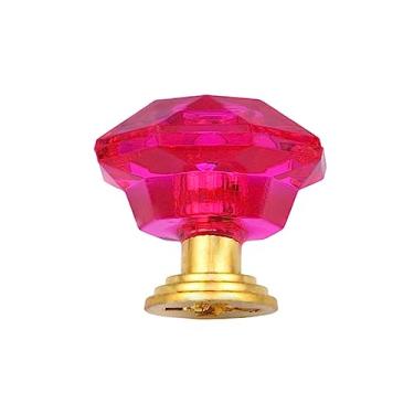 Imagem de Puxadores de móveis de diamante de cristal acrílico 26 mm Coloridos Puxadores de armário de cozinha Preto Puxadores de gaveta Móveis de puxador de porta Hardwar, ouro vermelho