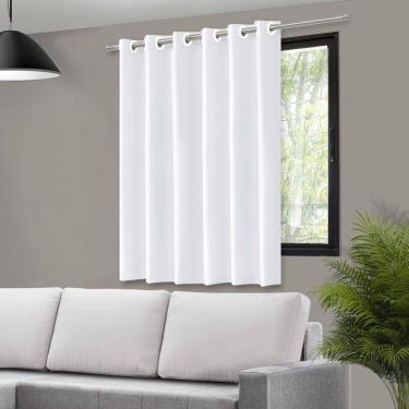 Imagem de Cortina Blecaute Blackout Dupla Face Branca Corta Luz Com Ilhós - 140X140cm