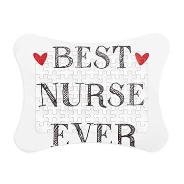 Imagem de Moldura de quebra-cabeça respeitada com a frase Best Nurse Ever Enfeite de jogo de quebra-cabeça