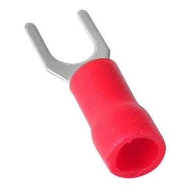 Imagem de 200un Terminal Forquilha Garfo Pré Isolado Vermelho 1,5mm