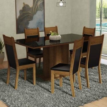 Imagem de Kit Sala De Jantar Mesa 6 Cadeiras Preto Francine