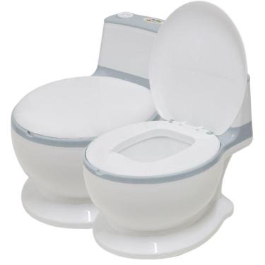Imagem de Penico Privadinha Troninho Assento Redutor Som de Descarga Flush Cinza - Baby Style