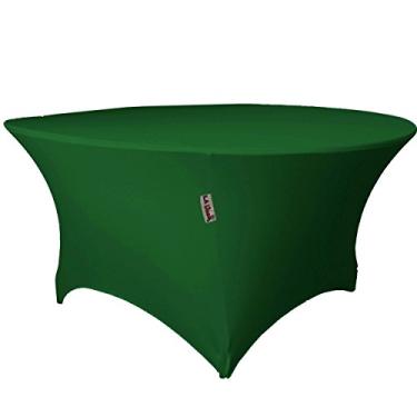 Imagem de LA Linen Toalha de mesa redonda de elastano 122 cm x 76 cm de altura, esmeralda verde
