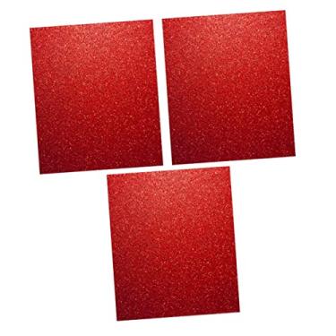 Imagem de KJHBV Adesivo 3 Pecas Filme de letras de transferência térmica design de prensa de calor DIY prensa de vinil de calor roupas adesivos de letras brilhantes Glitter Folha vermelho