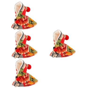 Imagem de Happyyami Roupas De Pássaros 4 Pcs roupa de papagaio roupas elegante traje de papagaio roupa de festa da pele capa o pássaro pele de tigre vestuário Poliéster Algodão vermelho