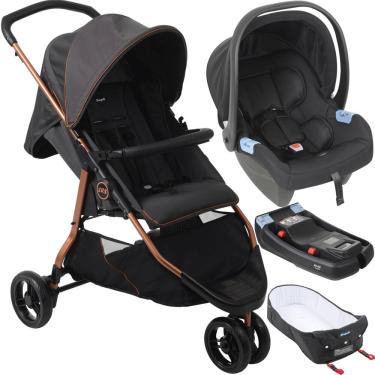 Imagem de Carrinho com Moises Bebe Conforto Base Burigotto CR3 Gray Cobre