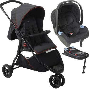 Imagem de Carrinho com Bebe Conforto Base ISOFIX Burigotto CR3 Gray Red