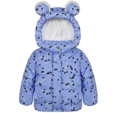 Imagem de Sosomi Jaqueta de inverno forrada com lã para bebês meninas, meninos, leve, jaqueta acolchoada com capuz Kawaii Bunny 6M-5T, Azul, 7-8 Years