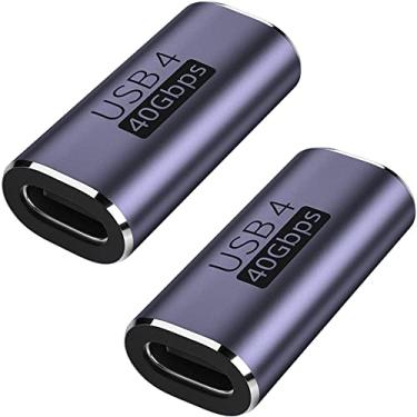 Imagem de AuviPal Acoplador USB C (pacote com 2), extensor adaptador USB tipo C fêmea para fêmea compatível com Thunderbolt 4/3, suporta transferência de dados de até 40 Gbps, entrega de energia de 100 W e
