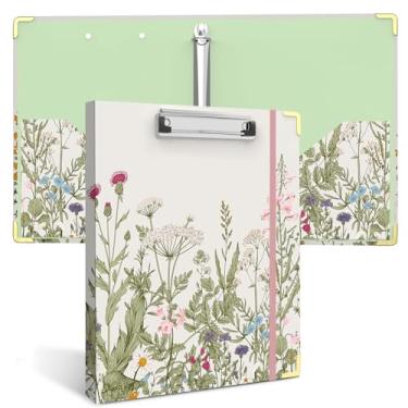 Imagem de Fichário de 3 anéis de 2,5 cm, bonito prancheta decorativa de baixo perfil com armazenamento, fichários redondos de 2,5 cm para papel tamanho carta, organizador de fichário durável para material de