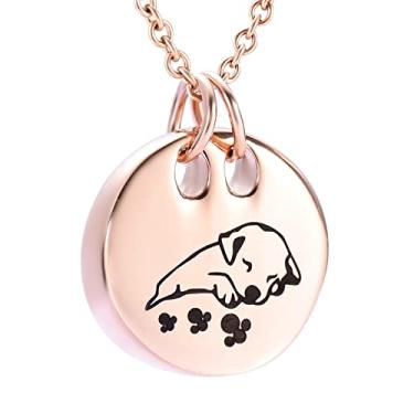 Imagem de Colares de urna de cremação para animais de estimação para cinzas, urnas funerárias, joias de aço inoxidável, fofo, cachorro adormecido, lembrança, medalhão, joia de cremação para mulheres e homens,