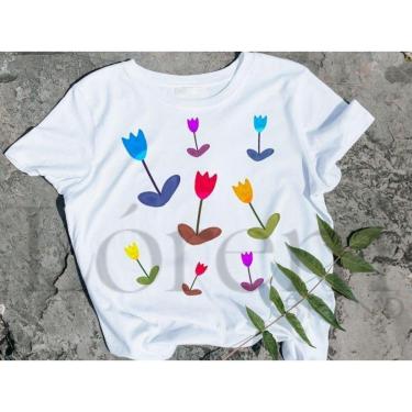 Imagem de Camiseta Feminina Baby Look com elastano estampas a escolher Verão-Feminino