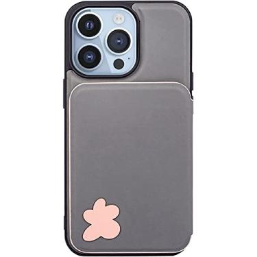 Imagem de ORKDFJ Capa para iPhone 13/13 Mini/13 Pro/13 Pro Max, capa carteira de telefone com TPU de silicone à prova de choque + PC rígido anti-arranhões - Proteção total (Cor: Cinza, Tamanho: 13 Mini 5,4