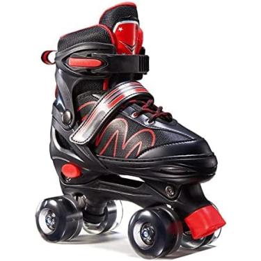 Imagem de Patins infantis rolo infantil rolo ajustável meninos meninas design quad ideal para iniciantes, m (33-37)