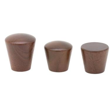 Imagem de Armários de madeira 6 peças puxadores de guarda-roupa puxadores cônicos gaveta de porta puxadores de cozinha redondos de furo único puxadores de móveis ferragens, nogueira, madeira, 24x28mm