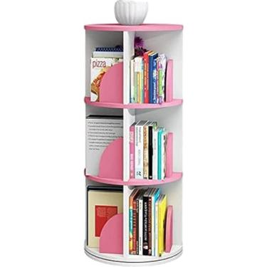 Imagem de Estante giratória de 360 ​​graus b prateleira de canto autônoma para quarto sala de estar escritório em casa, rosa, 46 * 159cm