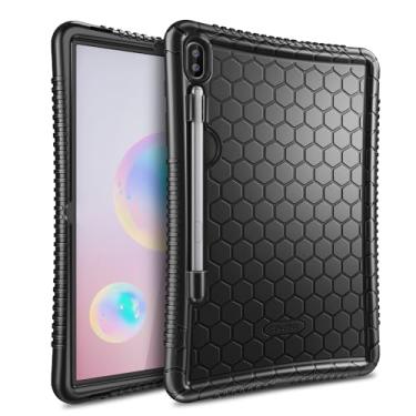 Imagem de Fintie Capa de silicone para Samsung Galaxy Tab S6 10,5 polegadas 2019 (modelo SM-T860/T865/T867), [suporte para caneta S] Honey Comb Series Capa protetora leve e à prova de choque, preta
