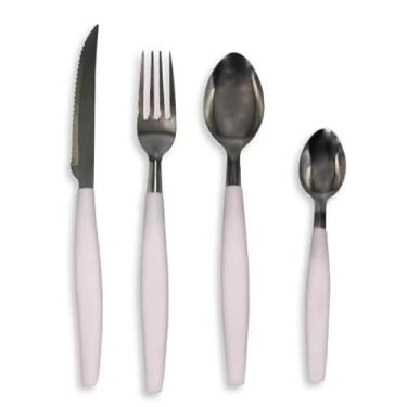 Imagem de Jogo de Talheres Faqueiro 21 peças em Inox Cabo Branco com Pote Multiuso