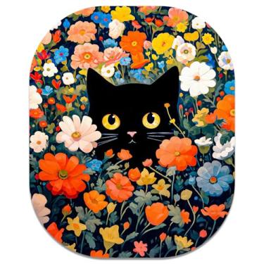 Imagem de Atufsuat Mouse pad pequeno, 15 x 17 cm, mini mouse pad oval com base de borracha antiderrapante para laptop, mouse sem fio, bandeja de teclado, mousepad, gato preto fofo