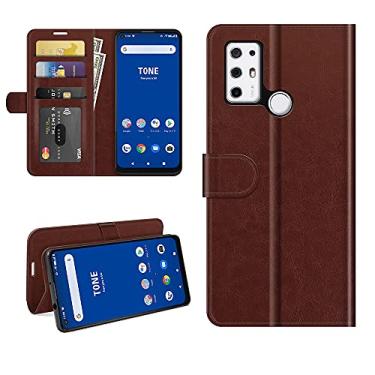 Imagem de Capa para Tone E21, proteção magnética de corpo inteiro à prova de choque, capa carteira de couro flip com suporte para cartão para capa de telefone Tone E21 (marrom)