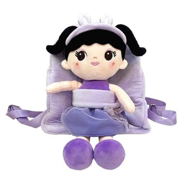 Imagem de Mochila Fofinha Boneca Branca Vestido e Mochila Roxa Caa TOYS