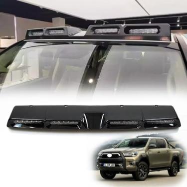 Imagem de Barra de luz de teto preta brilhante com 4 lâmpadas LED DRL serve para Toyota Hilux 2016-2024 2025