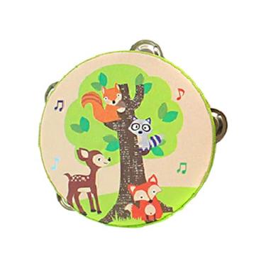 Imagem de Colaxi Pandeiros de madeira de mão, brinquedo educativo, brinquedo de aprendizagem para crianças, pandeiro de mão, sino de tambor para jogos, festa, adultos, Raposa, 15cm