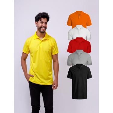 Imagem de Kit Com 5 Camisetas Gola Polo Piquet 100% Poliéster-Masculino