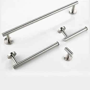 Imagem de Kit de acessórios de banheiro preto fosco, conjunto de hardware de aço inoxidável dourado, suporte de rolo de papel higiênico, gancho para robe, toalheiro, 1