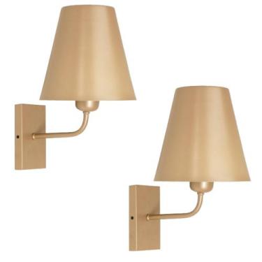Imagem de Kit 2 Luminárias Parede Arandela Cúpula Metal Cama Champagne - Single 